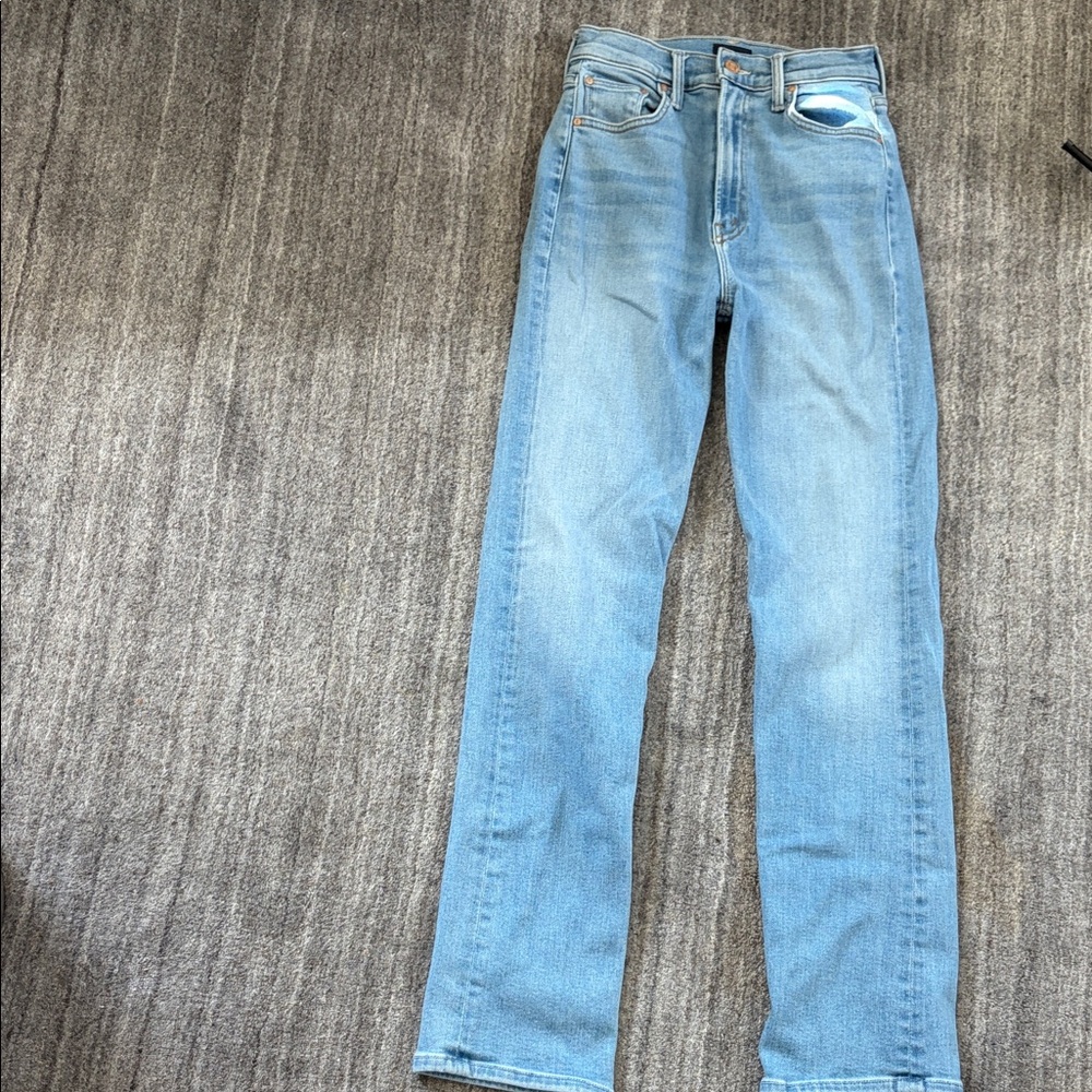 Mother Classic Blue High-Waisted Jeans straight leg